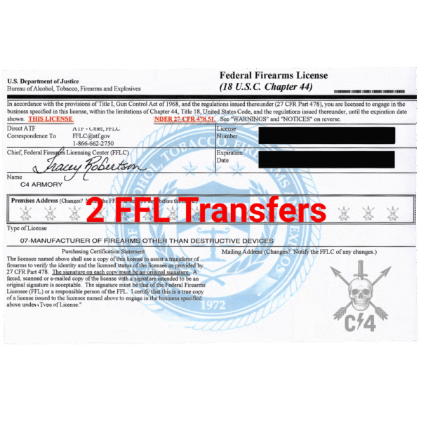 1 FFL Transfer + 1 Additional Firearm